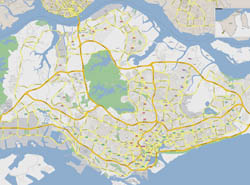 Large road map of Singapore.