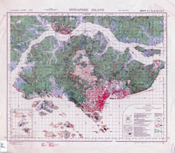 Large scale old topographical map of Singapore - 1937.