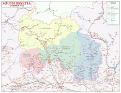 Large detailed political and administrative map of South Ossetia with roads, cities, all villages and other marks.