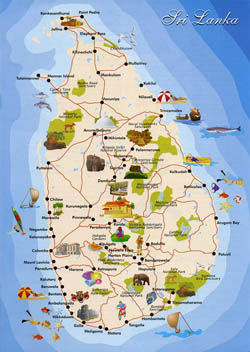 Detailed tourist map of Sri Lanka.