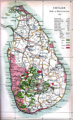 Large detailed old map of Ceylon (Sri Lanka) - 1914.