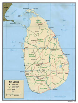 Large political and administrative map of Sri Lanka - 2000.