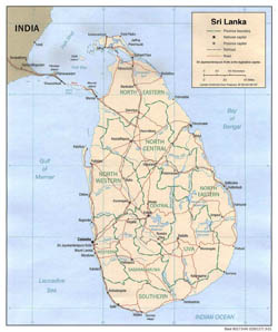 Large political and administrative map of Sri Lanka - 2001.