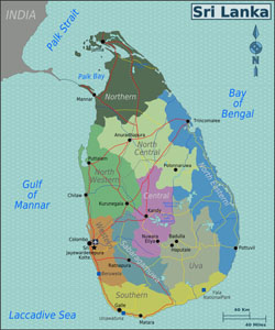 Large regions map of Sri Lanka.