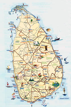 Tourist map of Sri Lanka.