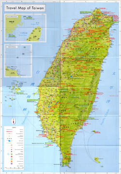 Large detailed travel map of Taiwan.