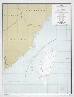 Large old map of China (Taiwan province) - 1949.