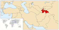 Detailed location map of Tajikistan.