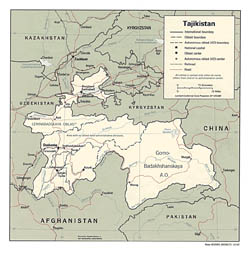 Detailed political and administrative map of Tajikistan with major cities - 1992.