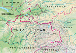 Large relief map of Tajikistan.