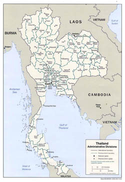 Detailed administrative divisions map of Thailand - 2002.