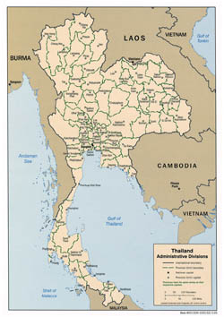 Detailed administrative divisions map of Thailand - 2005.