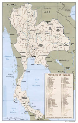 Detailed administrative map of Thailand - 1988.
