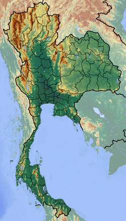 Large relief map of Thailand.