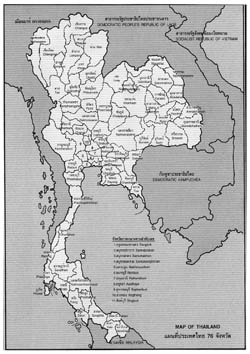 Provinces map of Thailand.