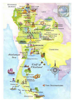 Tourist map of Thailand.