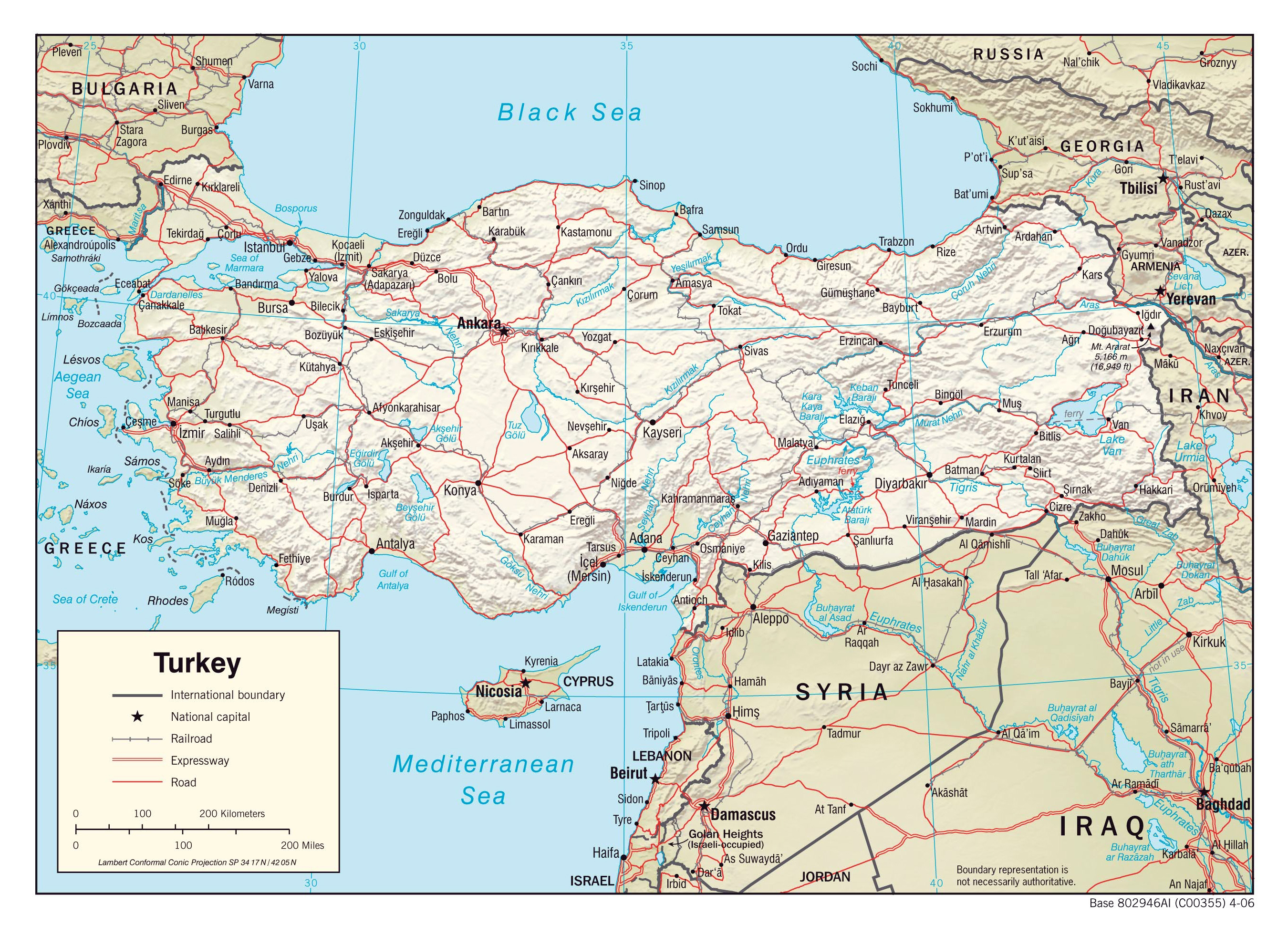 Large Political And Administrative Map Of Turkey With Roads Cities And 