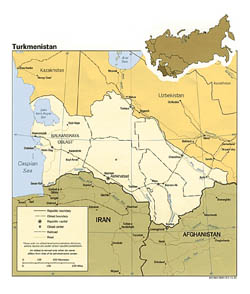 Detailed political and administrative map of Turkmenistan - 1991.