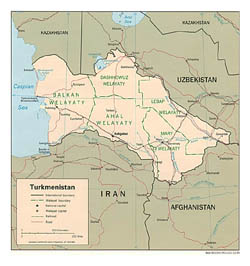 Detailed political and administrative map of Turkmenistan - 1994.