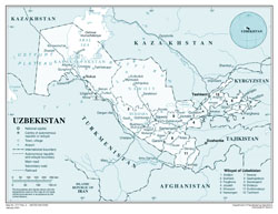 Large detailed political and administrative map of Uzbekistan.