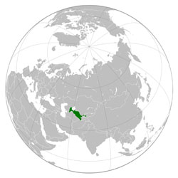Large location map of Uzbekistan.