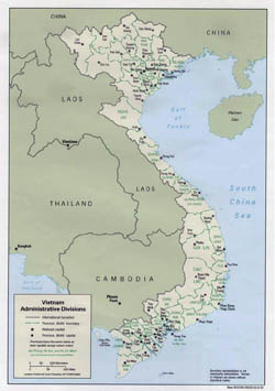 Large administrative divisions map of Vietnam - 1992.
