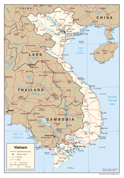 Large scale political map of Vietnam with roads and major cities - 2001.