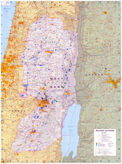Large detailed map of West Bank and vicinity.