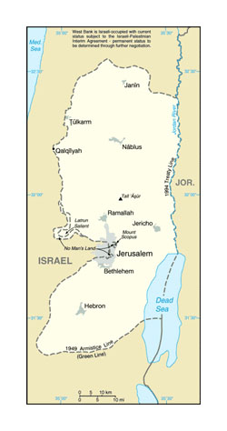 Map of West Bank.