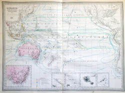 Detailed old map of Australia and Oceania - 1863.