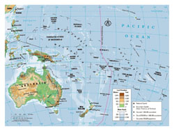 Detailed physical map of Oceania.