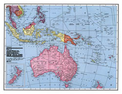 Large detailed political map of Australia and Oceania.