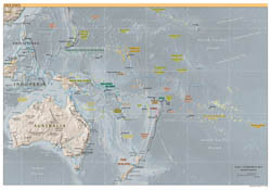 Large detailed political map of Australia and Oceania with relief - 2000.