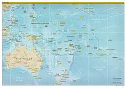 Large detailed political map of Australia and Oceania with relief - 2009.