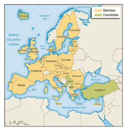 Detailed map of European Union.