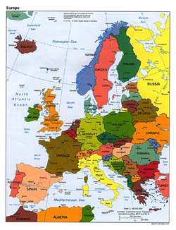 Detailed political map of Europe with capitals and major cities - 1997.