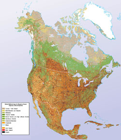 Detailed human impact map of North America.