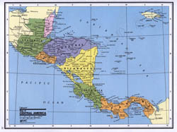 Detailed political map of Central America.