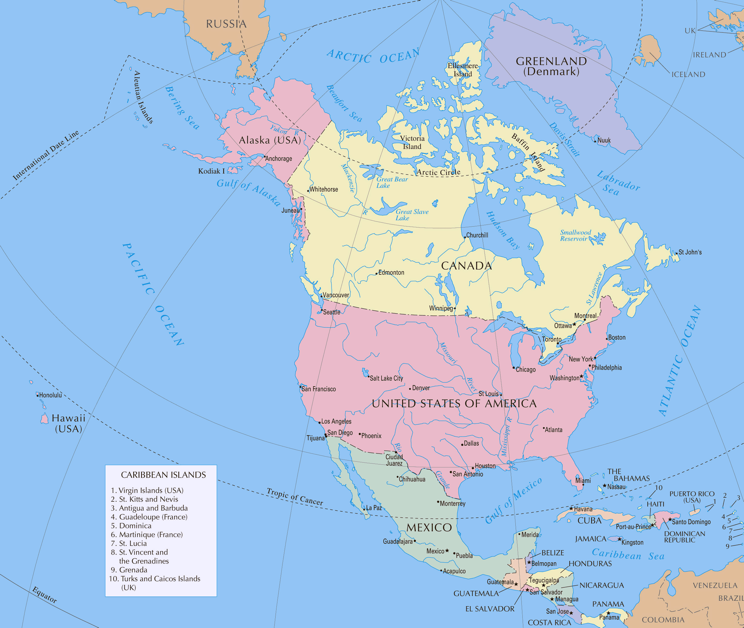 North America Political Map With States United States Map