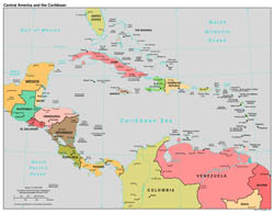 Large scale political map of Central America and the Carribean - 1997.