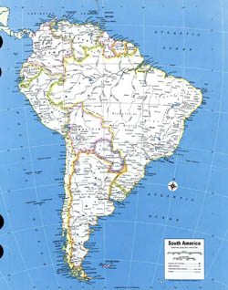 Detailed political map of South America.