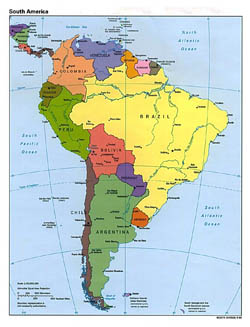 Large detailed political map of South America - 1995.