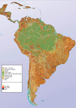 Large human impact map of South America.