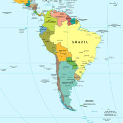 South America political map.