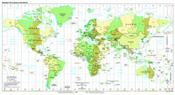 Large detailed map of Standart Time Zones of the World - 1997.