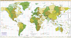 Large detailed map of Standart Time Zones of the World - 2008.