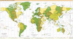 Large detailed map of Standart Time Zones of the World - 2004.