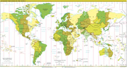 Large detailed map of Time Zones of the World - 2011.