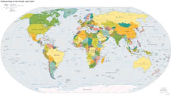 Large detailed political map of the World - 2005.