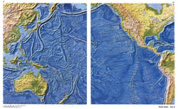 Large detailed relief map of Pacific Ocean.